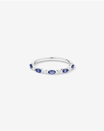 Michael Hill - Marquise Cut Ceylon Blue Created Sapphire Gemstone and Diamond Ring in Sterling Silver