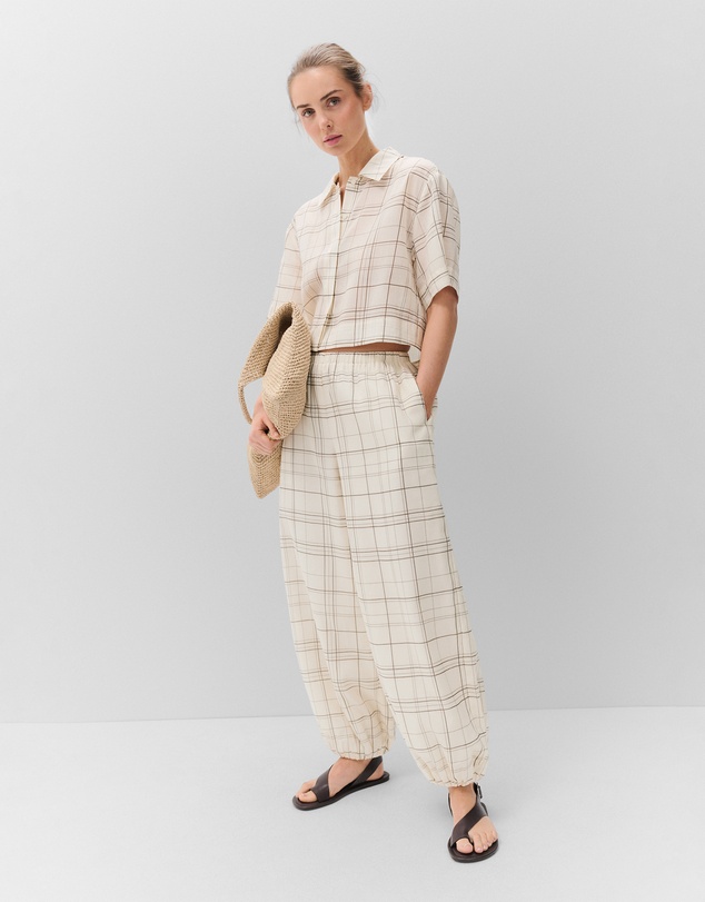 UNISON - Ramie Check Harem Pant