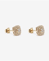 Michael Hill - 0.30 Carat TW Cushion Shaped Diamond Cluster Stud Earrings in 10kt Yellow Gold