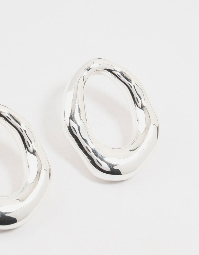 Lovisa - Silver Plated Molten Open Circle Stud Earrings
