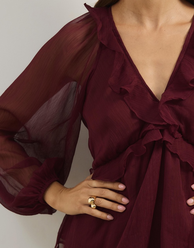 Atmos&Here - Piper V-Neck Ruffle Blouse