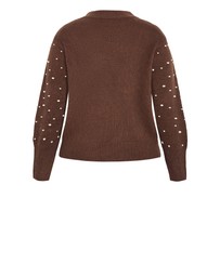 City Chic - Plus size Pearl Gate Jumper - chocolate