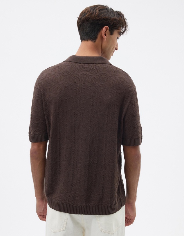 AERE - Resort Linen Blend Textured Polo