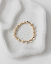 The White Collection - Simone - Gold Pearl Bridal Bracelet