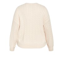 City Chic - Plus size Kenia Crew Neck Knit Jumper - cream