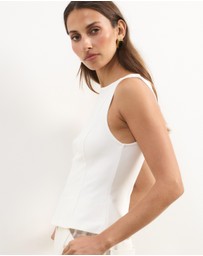 Atmos&Here - Eleni Sleeveless Peplum Ponte Structured Top