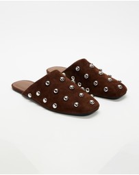 AERE - Lola Suede Stud Flats