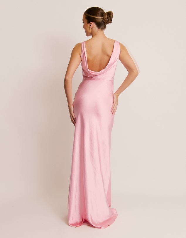 Six Stories - Cowl Back Satin Bridesmaid Dress
