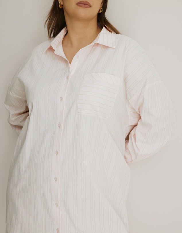 Atmos&Here Curvy - Eve Cotton Stripe Sleep Shirt