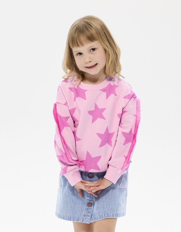 Rock Your Kid - Pink Star Funky Fringe Sweatshirt