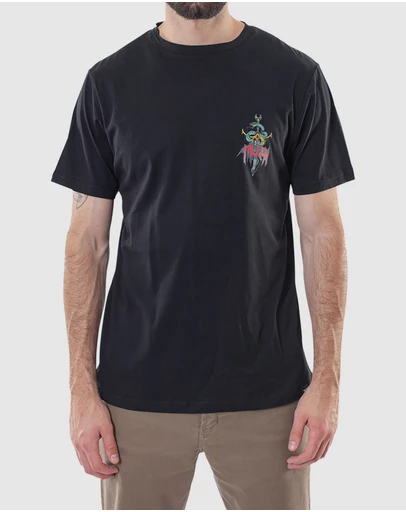 Fallen Footwear - Fallen Footwear Men Venom Cotton Tee Regular Fit Jumper Black/Green