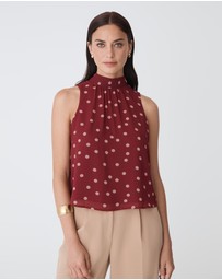 Forcast - Lottie Printed Tie Neck Top
