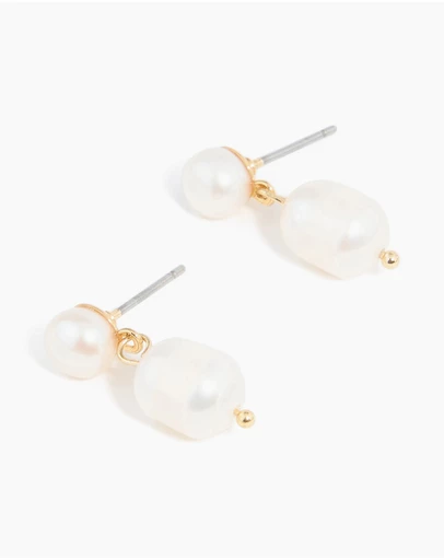 Lovisa - Gold Plated Freshwater Pearl Drop Earrings