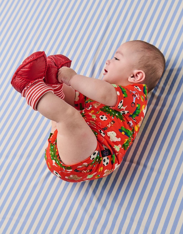 Kip&Co - Christmas Toys Organic Short Sleeve Romper - Babies