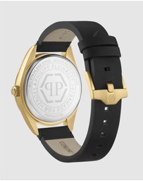 Philipp Plein - Date Superlative 42mm Gold-tone with Black dial and leather strap
