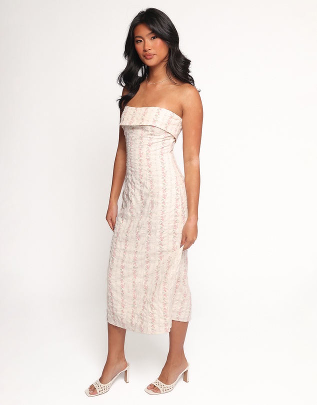 Petal & Pup - Norma Strapless Midi Dress - Pink Floral