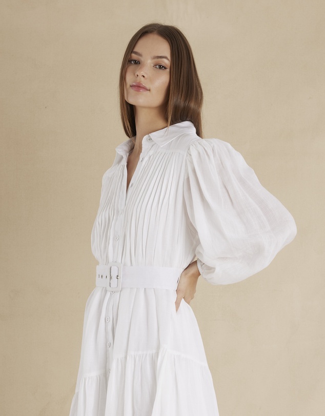 Amelius - Poeta Ramie Pintuck Belted Dress