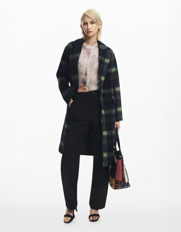Desigual - Long Checkered Coat