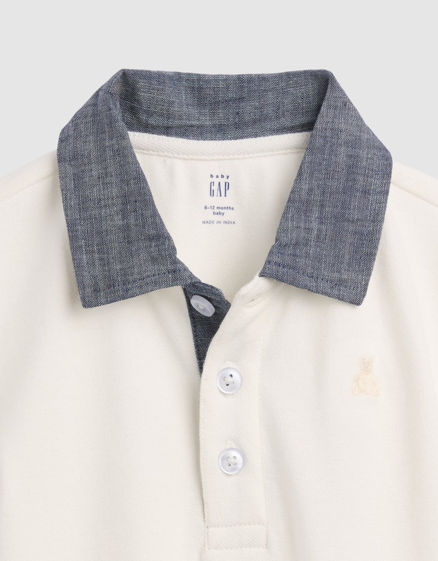 GAP - One Piece Denim Pique Polo Shorties - Babies
