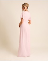 Six Stories - Knot Front Flutter Sleeve Chiffon Bridesmaid Dress