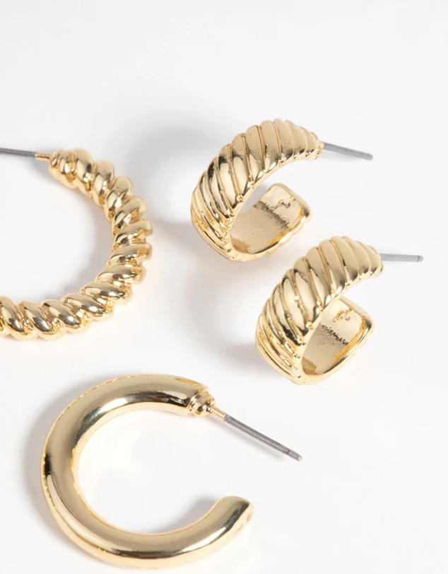 Lovisa - Gold Plated Twisted Hoop Earring Pack