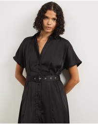 Atmos&Here - Margot Satin Short Sleeve Midi Dress