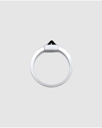 Kuzzoi - ICONIC EXCLUSIVE - Ring Men Solitaire Pyramid Solid with Onyx Gemstone in 925 Sterling Silver