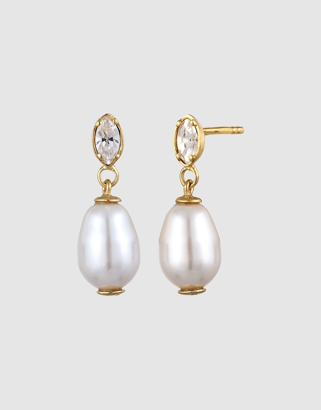 Elli Jewelry - Pearl Stud Earrings in Gold-Plated 925 Silver