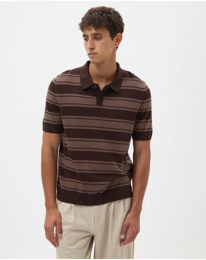 AERE - Cotton Stripe Knit Polo