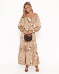 Petal & Pup - Kindra Long Sleeve Maxi Dress - Brown Floral