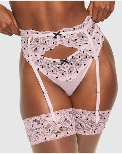 Ann Summers - Sexy Lace Flocked Suspender Belt