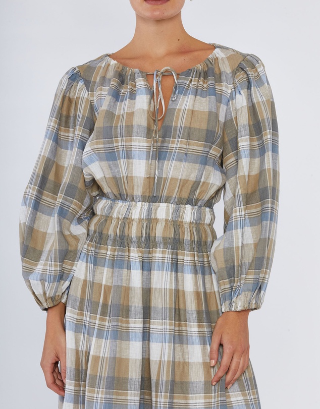 Amelius - Allegra Linen Plaid Dress