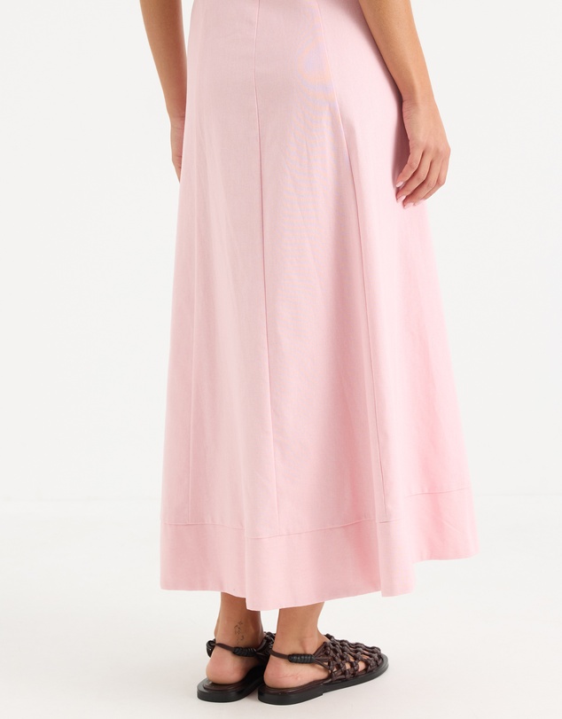 Calli - Maxime Contrast Bind Puff Sleeve Midi Dress