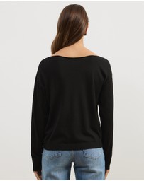Atmos&Here - Riva Off Shoulder Fine Knit Top With Long Batwing Sleeve