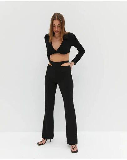 Style Addict - Waist Slit Pants - Black