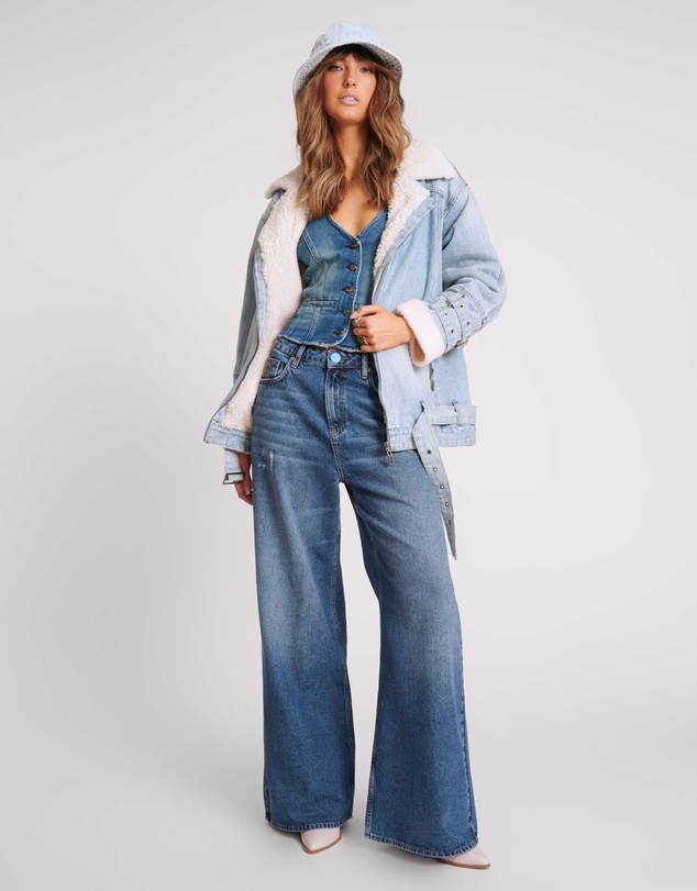 ONE TEASPOON - Aviator Denim Jacket - Salty Dog Blue