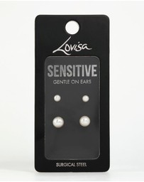 Lovisa - Gold Plated Surgical Steel Pearl Stud Earrings 2-Pack
