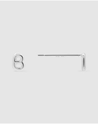 Wanderlust + Co - Alphabet Bubble Silver Stud Earrings - Letter B