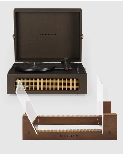 Crosley - Crosley Voyager Bluetooth Portable Turntable - Cocoa + Bundled Crosley Record Storage Display Stand