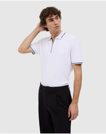 Politix - Morgan Textured Zip-up Polo
