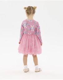 Rock Your Kid - Hunny Bunny Long Sleeve Bubble Dress in Peach
