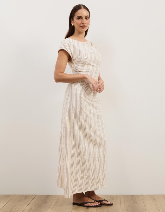 Atmos&Here - Sally Cotton Striped Midi Dress