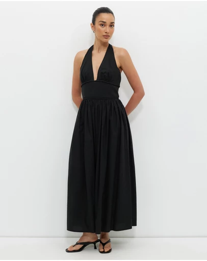 Calli - Contrast Bind Halter Midi Dress