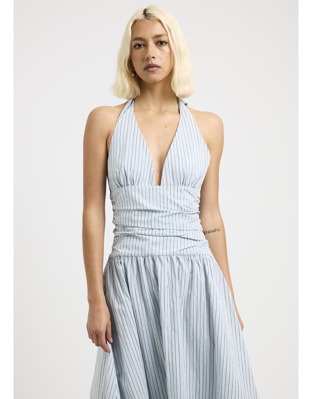 Subtitled - Alex Plunge Striped Maxi Dress
