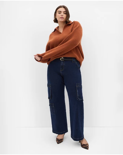 City Chic - Plus size Star Alley Collared Jumper - copper