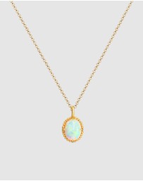 Elli Jewelry - Necklace Short Opal Vintage 925 Sterling Silver Gold Plated