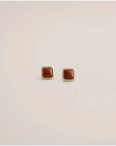 Trenery - Nerina Jasper Stud Earrings in Gold