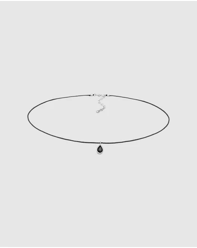 Elli Jewelry - Black Zirconia Drop Choker Necklace