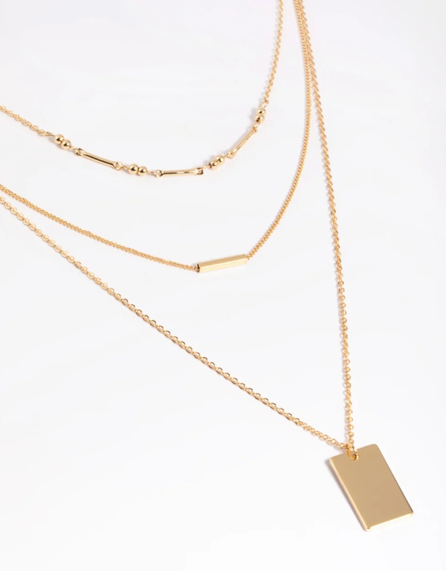 Lovisa - Gold Plated Rectangular Layered Necklace