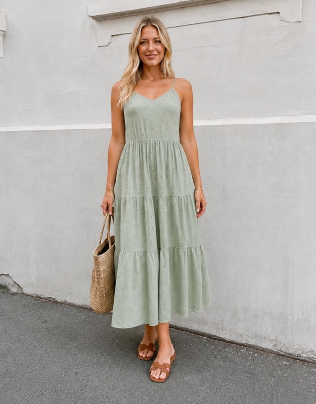 Esther & Co - Sona Dress - Sage Spot
